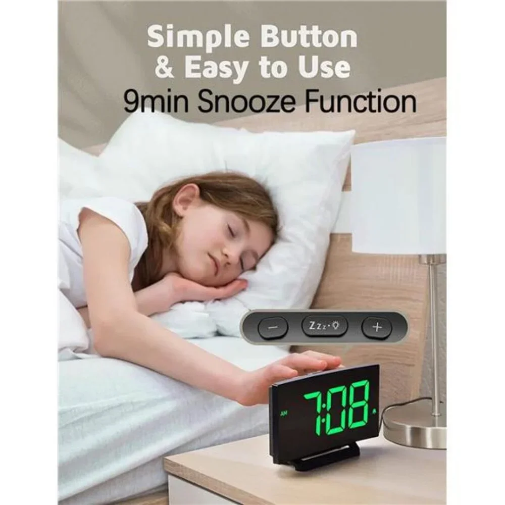 Alarm Clock for Bedrooms Kids, Large Numbers, Easy to Read & Set Digital